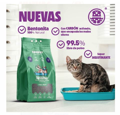Arena Sanitaria SuniLitter Carbón Activado Aroma Fresh, 7,5 Kgs