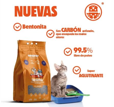 Arena Sanitaria SuniLitter Carbón Activado Sin Aroma 7,5 Kgs.